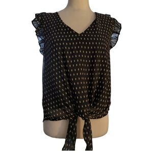 West K Sabrina ruffle tie front blouse size xs,styleTu41672-D 100%polyester
